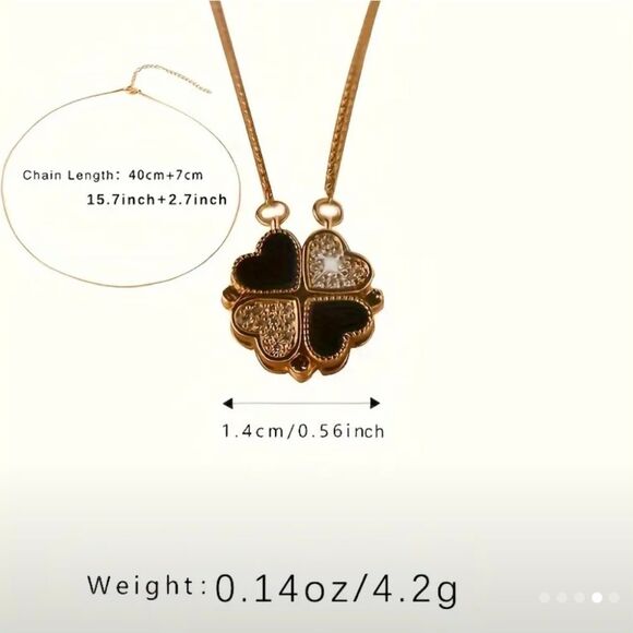 Elegant Adjustable Gold-Tone Diamond Heart Pendant Necklace - Picture 9 of 9